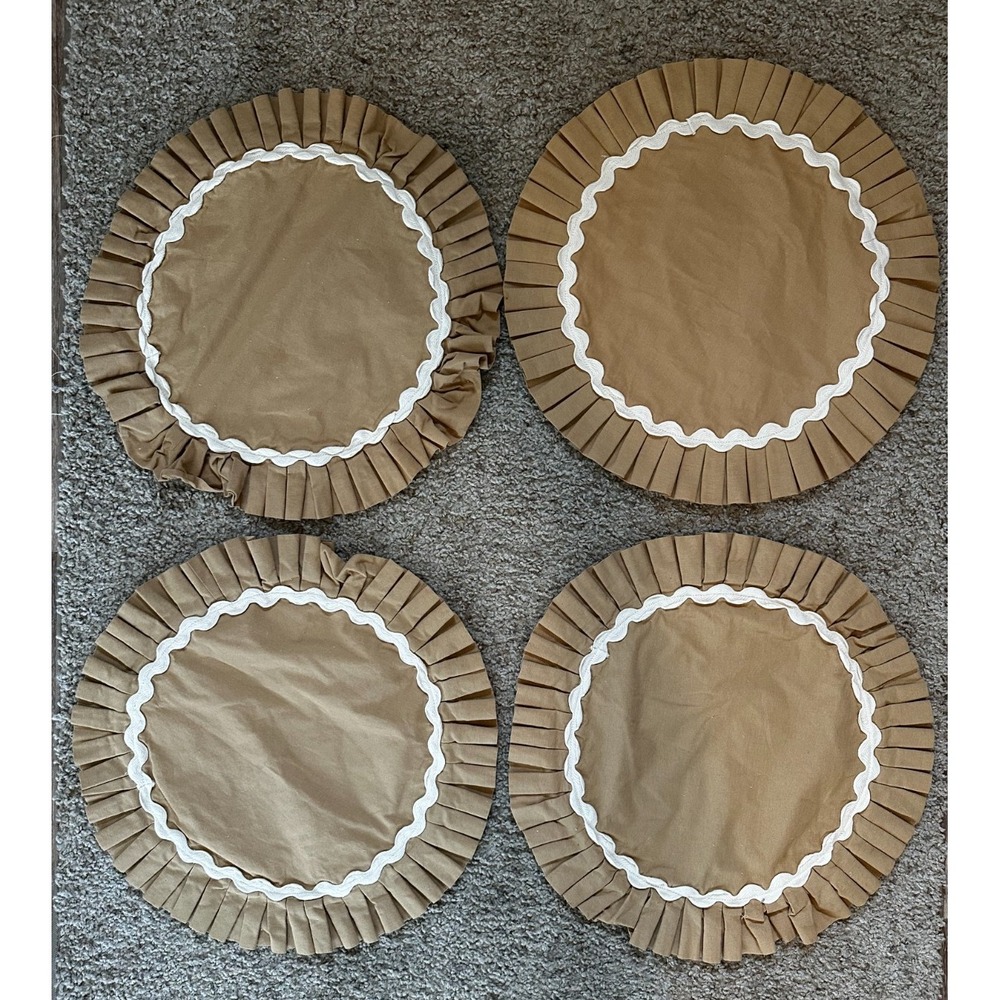 Anthropologie Ruby Rick Rack Pleated Edge Placemats Set 4